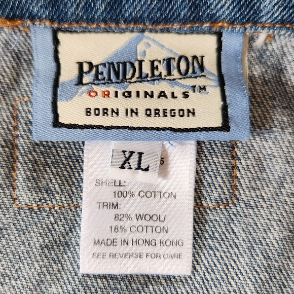 Pendleton Vintage Denim Vest Wool Blanket USA Flag Red White | Women's Size XL - Picture 10 of 12